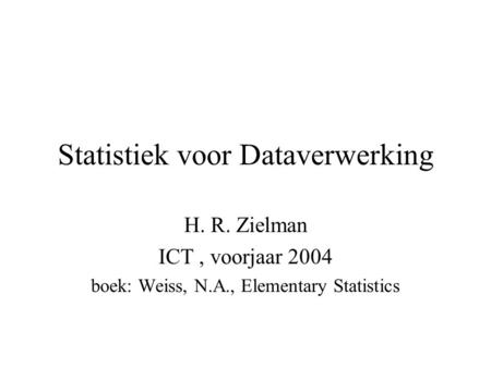 Statistiek voor Dataverwerking