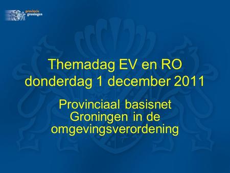 Themadag EV en RO donderdag 1 december 2011