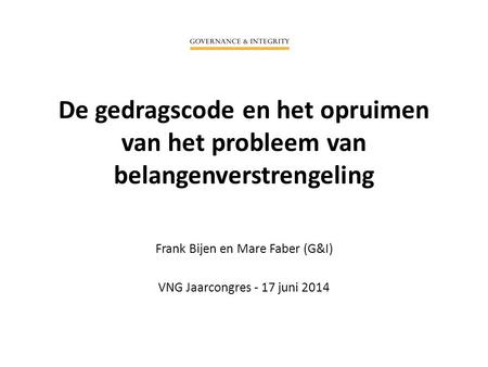 Frank Bijen en Mare Faber (G&I) VNG Jaarcongres - 17 juni 2014