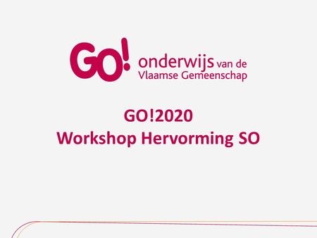 GO!2020 Workshop Hervorming SO. Eerste graad Eerste niveau  Tweede niveau  Derde niveau  Vierde niveau –Viveau.
