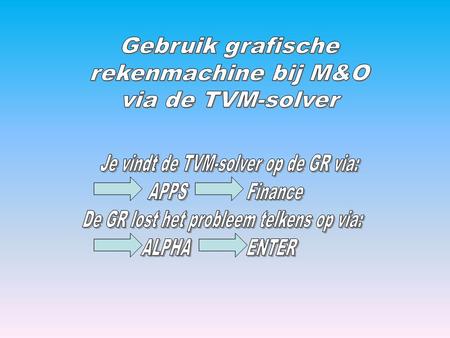 Gebruik grafische rekenmachine bij M&O via de TVM-solver
