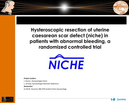 Hysteroscopic resection of uterine caesarean scar defect (niche) in patients with abnormal bleeding, a randomized controlled trial Project Leaders: J.