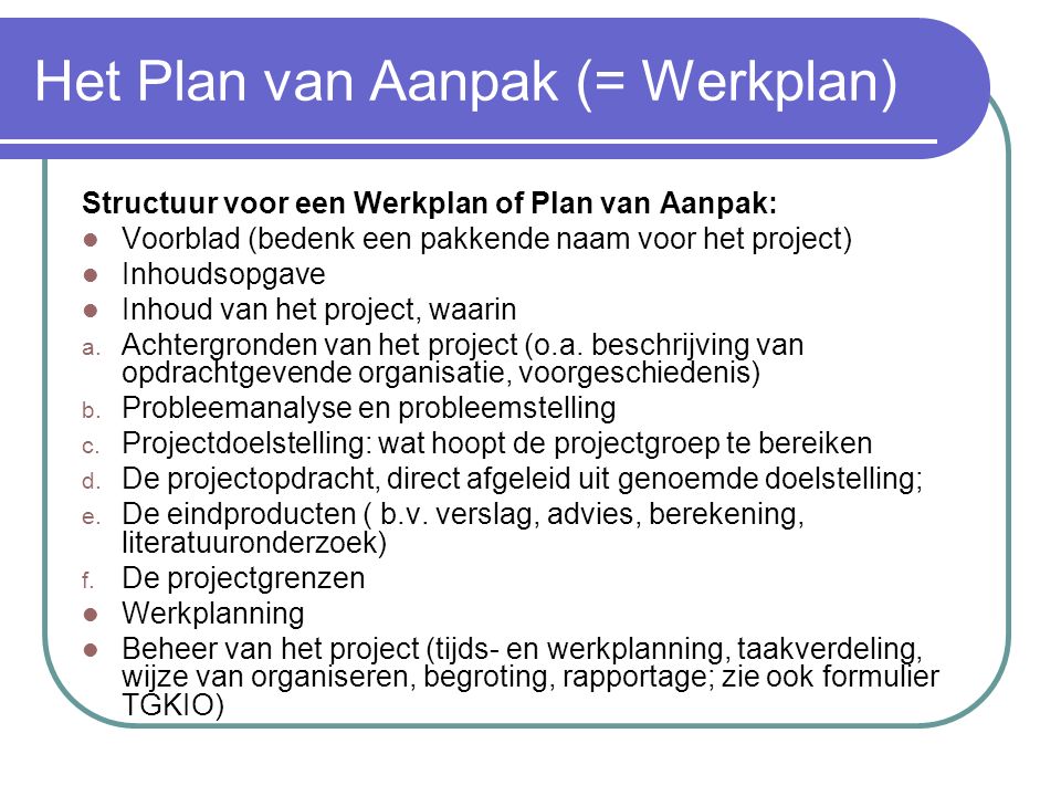 voorbeeld plan van aanpak project