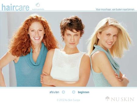 Hair care © 2002 Nu Skin Europe beginnen afsluiten Voor mooi haar, van buiten naar binnen.