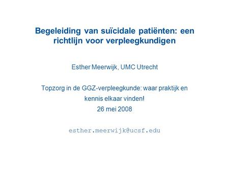 Esther Meerwijk, UMC Utrecht