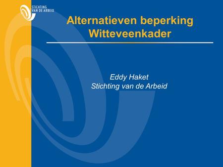 Alternatieven beperking Witteveenkader Eddy Haket Stichting van de Arbeid.