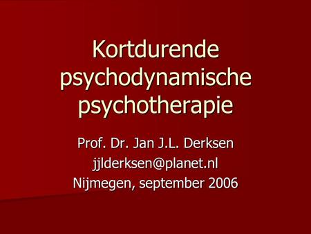 Kortdurende psychodynamische psychotherapie
