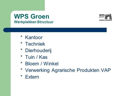 WPS Groen Werkplekken Structuur