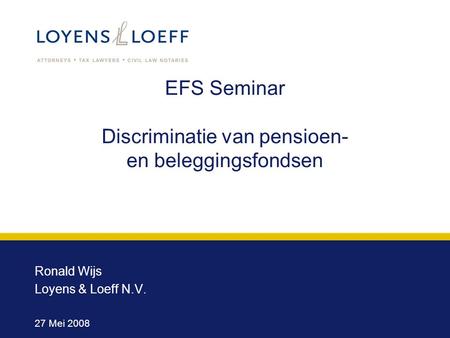 EFS Seminar Discriminatie van pensioen- en beleggingsfondsen