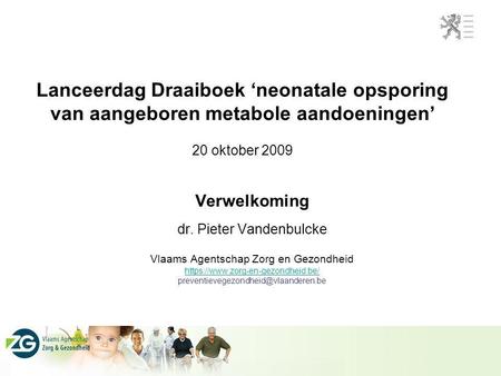 Verwelkoming  dr. Pieter Vandenbulcke
