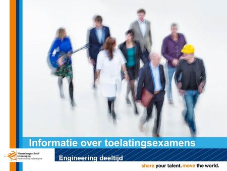 Informatie over toelatingsexamens Engineering deeltijd.