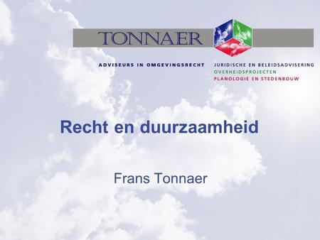 Recht en duurzaamheid Frans Tonnaer.