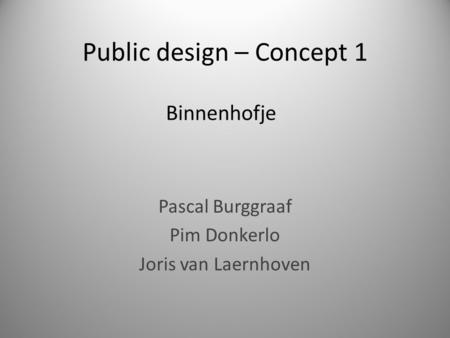 Public design – Concept 1 Pascal Burggraaf Pim Donkerlo Joris van Laernhoven Binnenhofje.