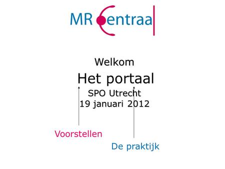 SPO Utrecht 19 januari 2012 Welkom Voorstellen De praktijk Het portaal.