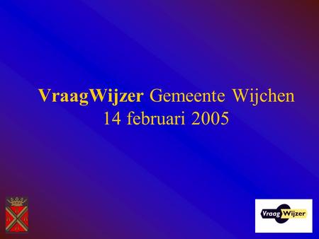 VraagWijzer Gemeente Wijchen 14 februari 2005. 1 Loket(aangepast) Wonen Welzijn Zorg Inkomensondersteuning.
