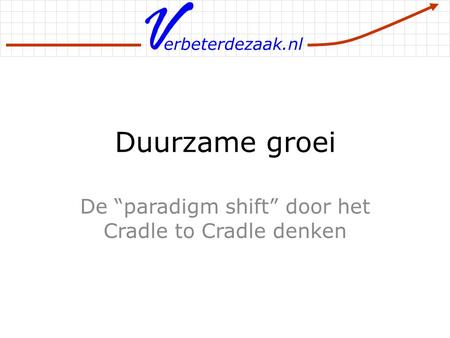 Erbeterdezaak.nl Duurzame groei De “paradigm shift” door het Cradle to Cradle denken.
