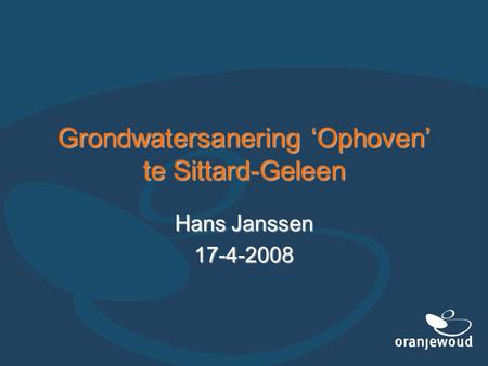 Grondwatersanering ‘Ophoven’ te Sittard-Geleen