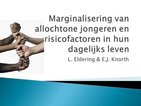 Marginalisering van allochtone jongeren en risicofactoren in hun dagelijks leven L. Eldering & E.J. Knorth.