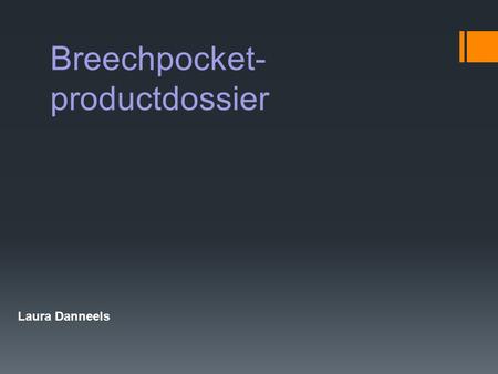 Breechpocket- productdossier Laura Danneels. Inhoudstafel  Voorstelling product  Segmentatie  Positionering  POD-POP  4 P’s  Conclusie.