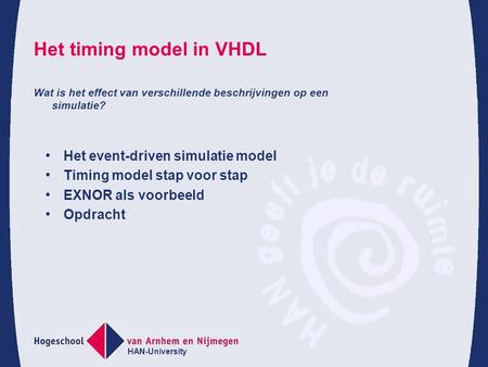 Het timing model in VHDL