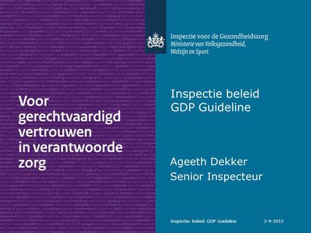 Inspectie beleid GDP Guideline