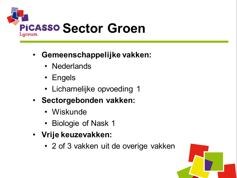 Sector Groen Gemeenschappelijke vakken: Nederlands Engels
