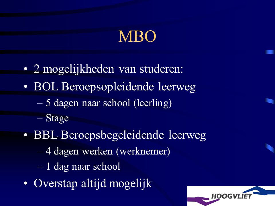 MBO 2 mogelijkheden van studeren: BOL Beroepsopleidende leerweg