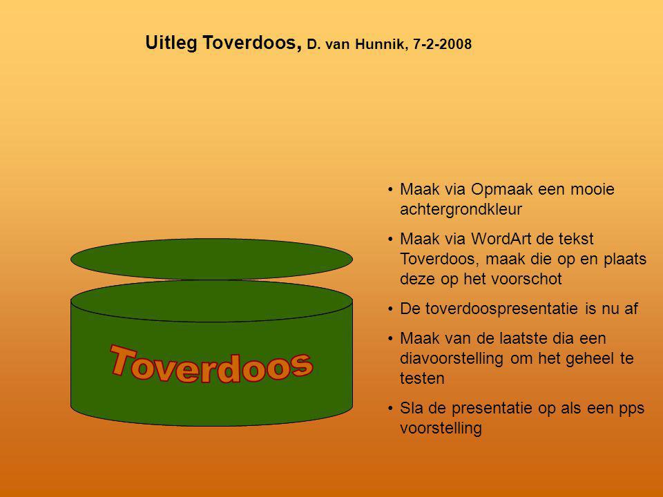 Toverdoos Uitleg Toverdoos, D. van Hunnik,
