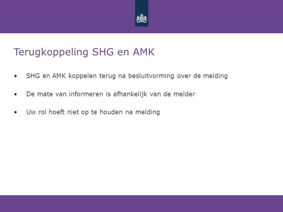 Terugkoppeling SHG en AMK