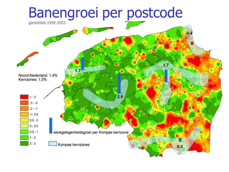 Banengroei per postcode gemiddeld