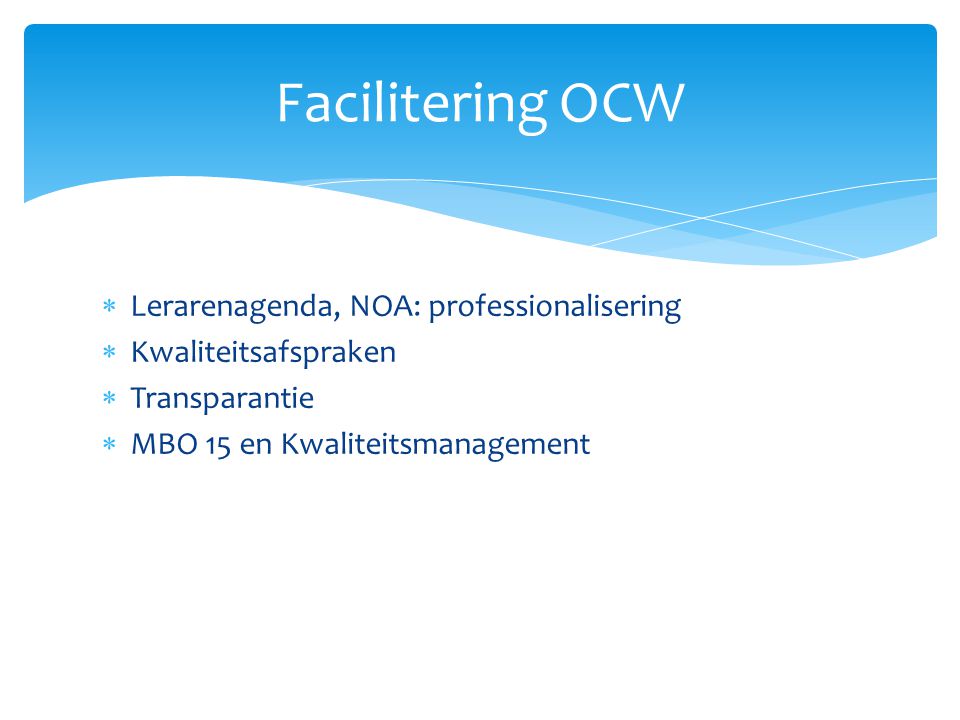 Facilitering OCW Lerarenagenda, NOA: professionalisering