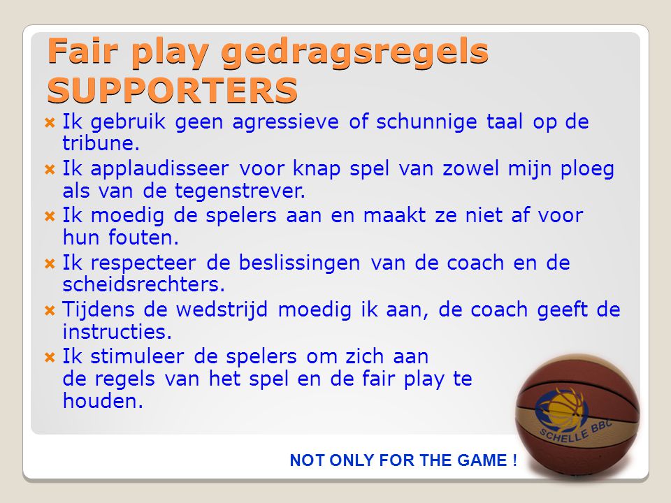Fair play gedragsregels SUPPORTERS