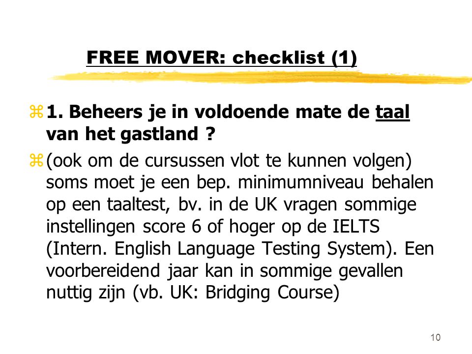 FREE MOVER: checklist (1)