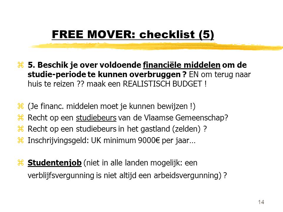 FREE MOVER: checklist (5)