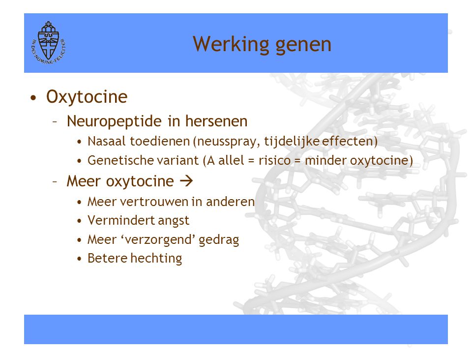 Werking genen Oxytocine Neuropeptide in hersenen Meer oxytocine 