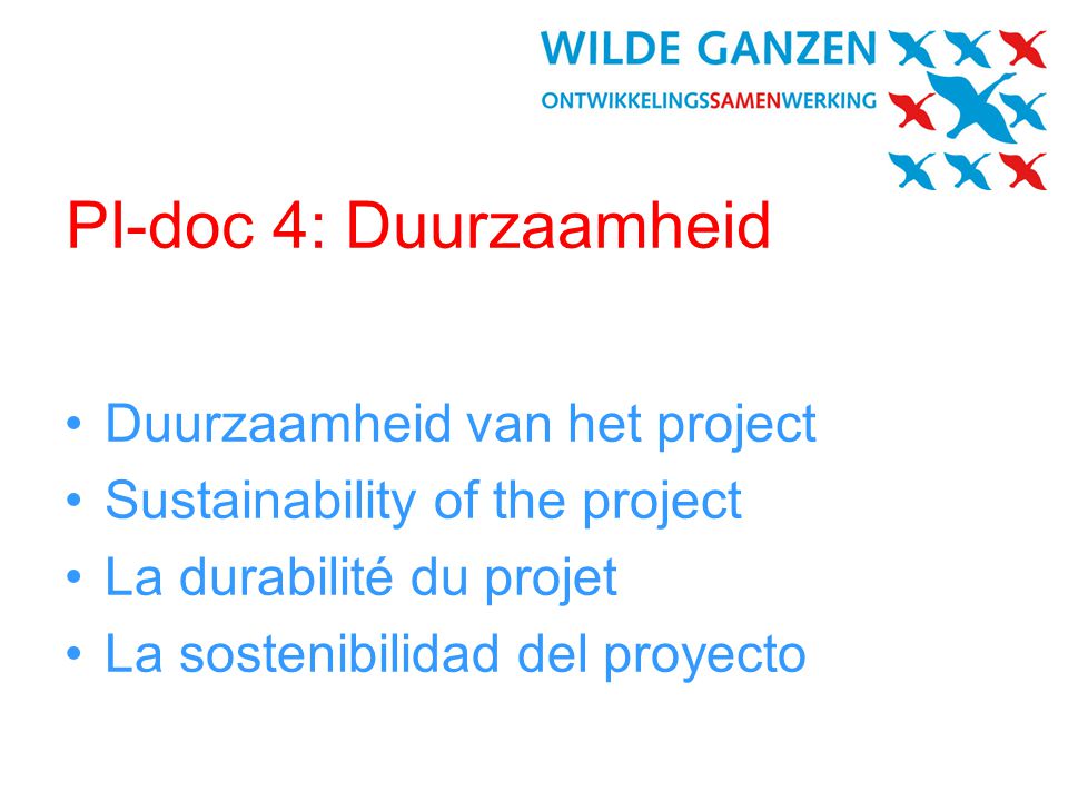 PI-doc 4: Duurzaamheid Duurzaamheid van het project