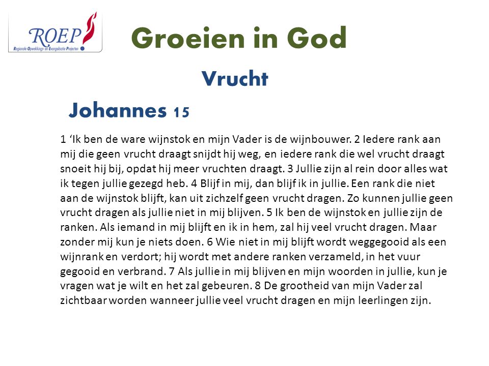 Groeien in God Vrucht Johannes 15