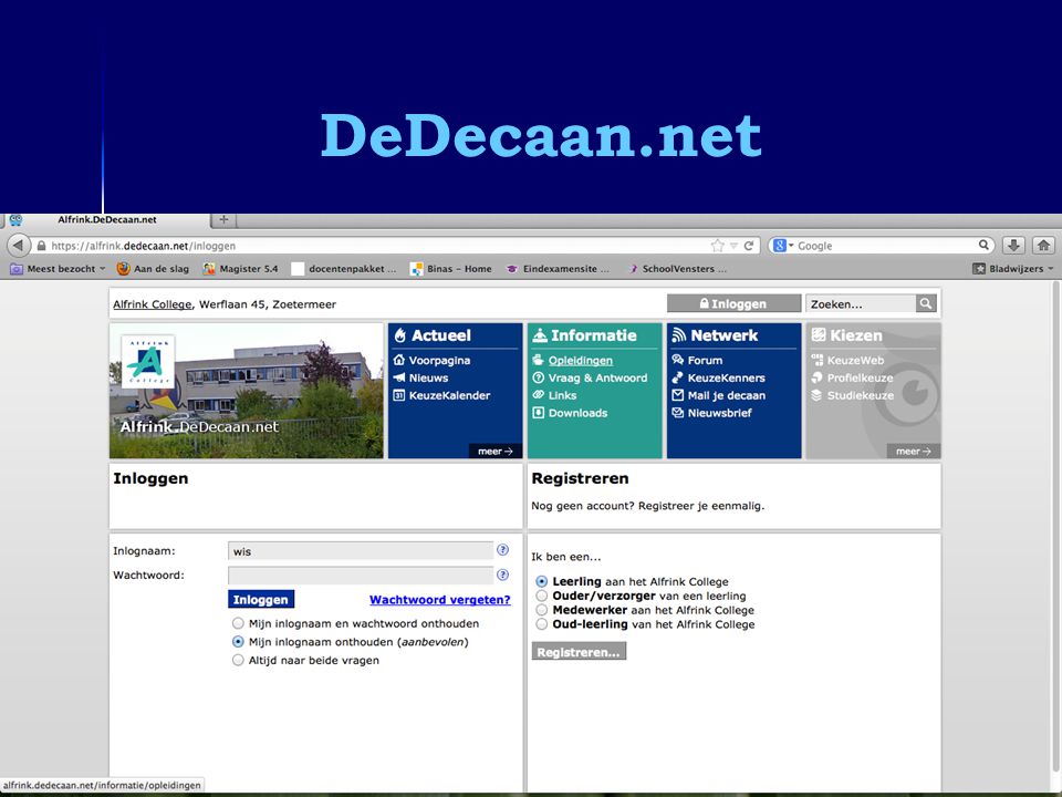 DeDecaan.net Informatieavond 5 vwo