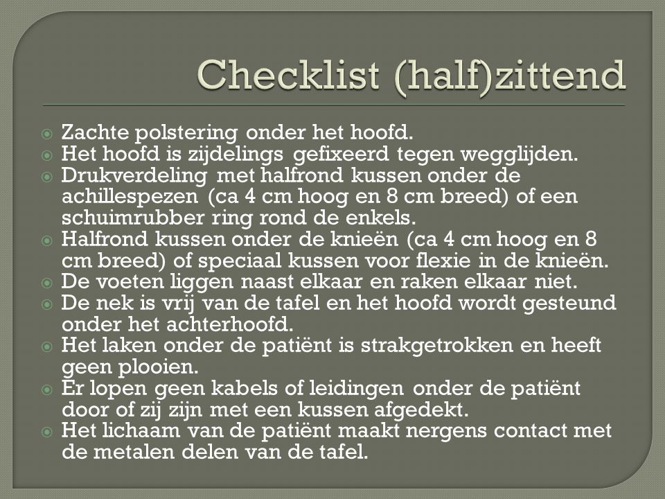 Checklist (half)zittend