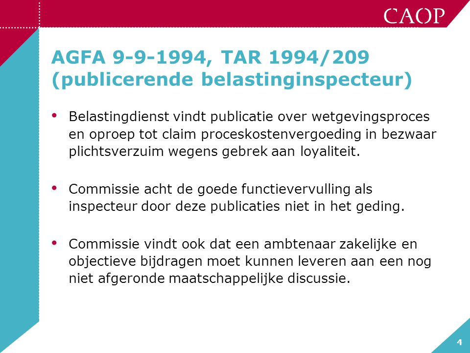 AGFA , TAR 1994/209 (publicerende belastinginspecteur)