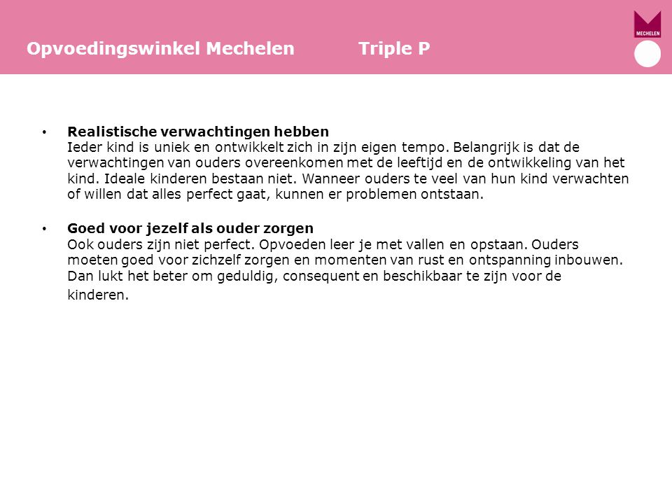 Opvoedingswinkel Mechelen Triple P