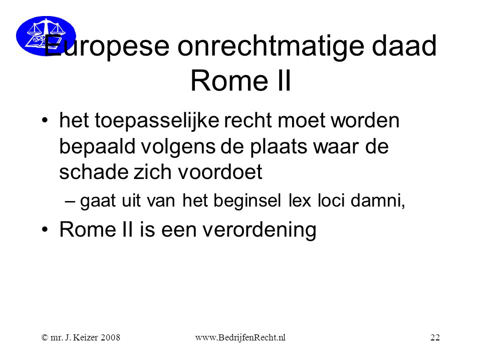 Europese onrechtmatige daad Rome II