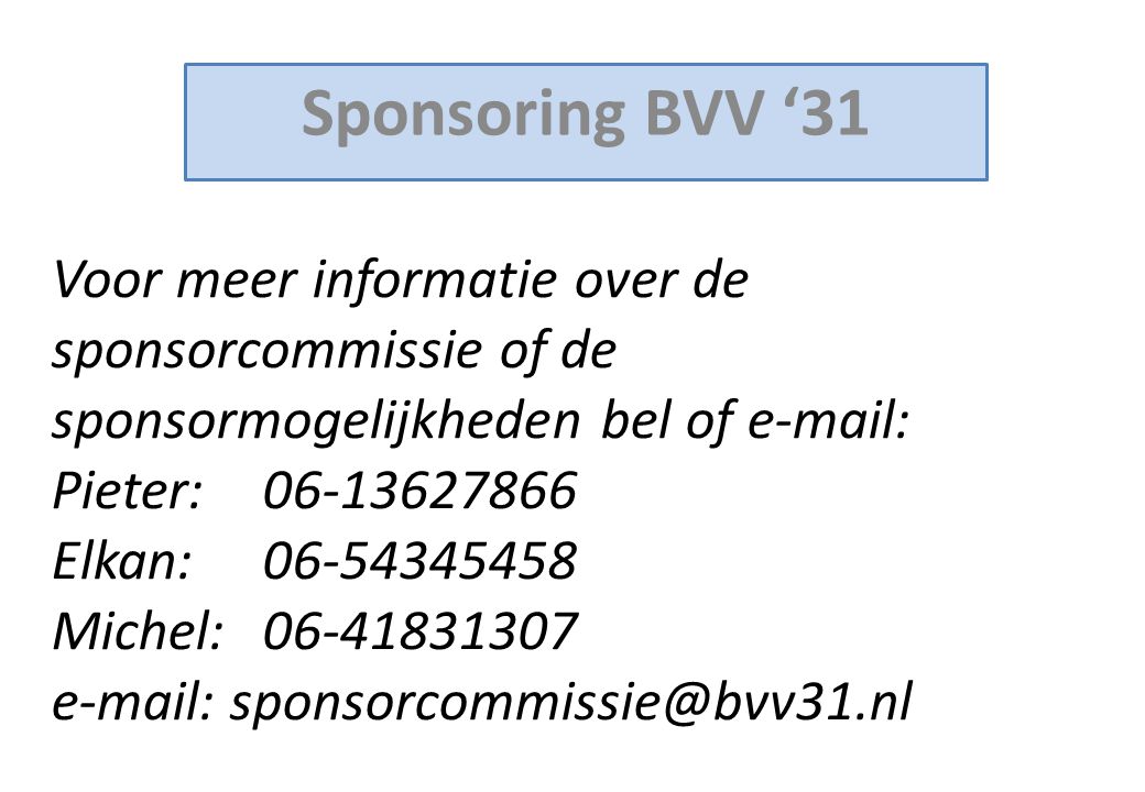 Sponsoring BVV ‘31