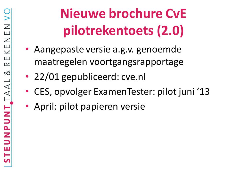 Nieuwe brochure CvE pilotrekentoets (2.0)