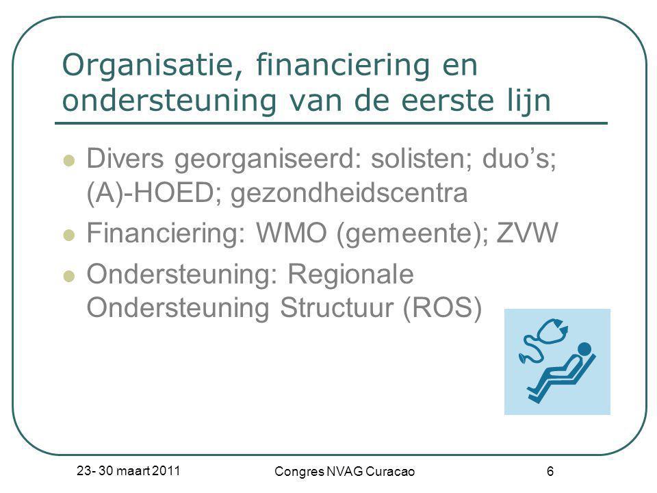 Organisatie, financiering en ondersteuning van de eerste lijn