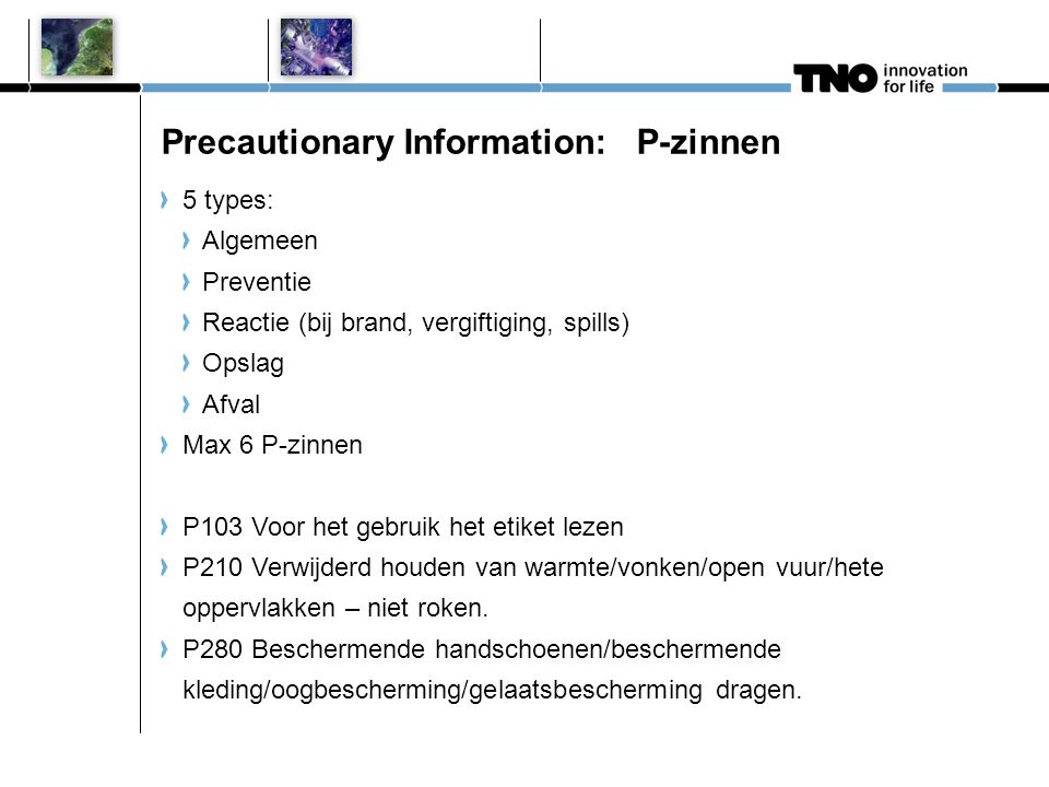 Precautionary Information: P-zinnen