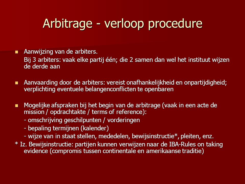 Arbitrage - verloop procedure