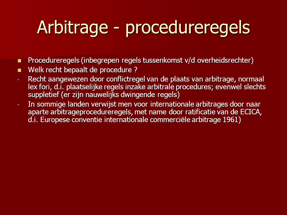 Arbitrage - procedureregels