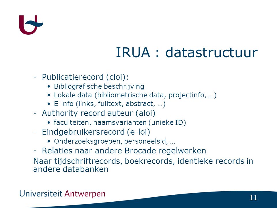IRUA : datastructuur Publicatierecord (cloi):