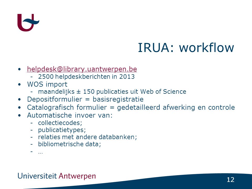 IRUA: workflow WOS import